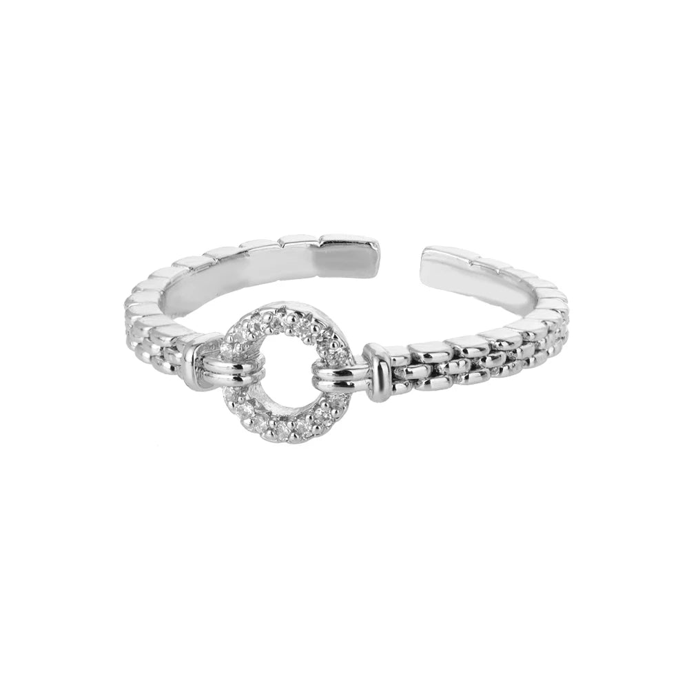Zirkon Runde Ringe Für Frauen Punk Rock Kette Runde Offene Angepasst Edelstahl Ring Zubehör Schmuck Geschenk Bijoux Femme