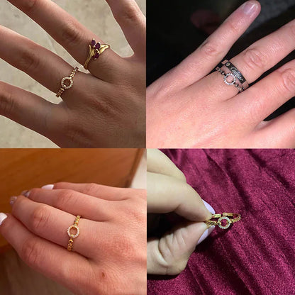 Zirkon Runde Ringe Für Frauen Punk Rock Kette Runde Offene Angepasst Edelstahl Ring Zubehör Schmuck Geschenk Bijoux Femme